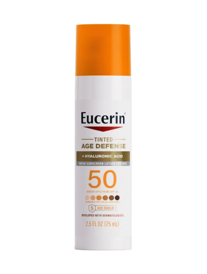 Protector Solar Eucerin Tinted Age Defense+ Hyaluronic Acid SPF 50 75ML